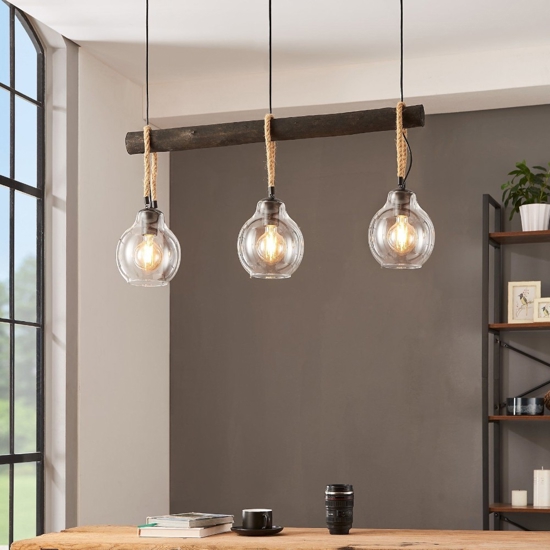 Roding eglo lampadario da cucina tre luci legno stile industriale