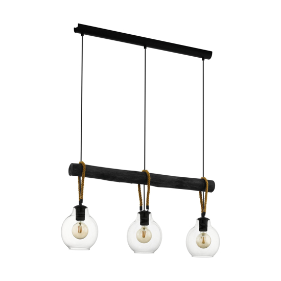 Roding eglo lampadario da cucina tre luci legno stile industriale