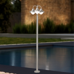 Lampione alto per esterno giardino acciaio inox 3 luci sydney eglo