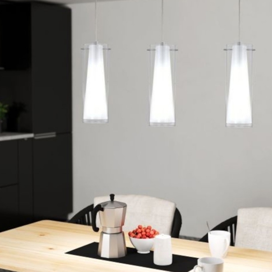 Lampadario per cucina moderna 3 luci pinto eglo