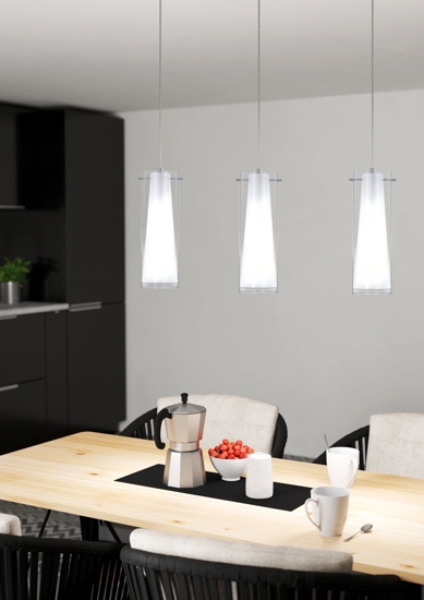 Lampadario per cucina moderna 3 luci pinto eglo