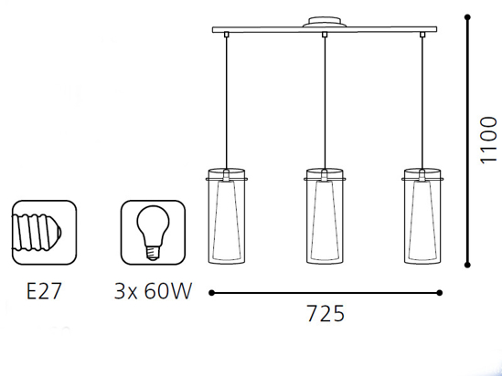 Lampadario per cucina moderna 3 luci pinto eglo