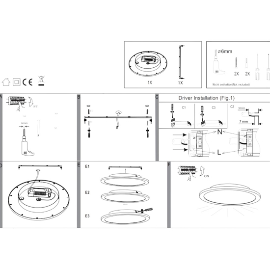 Sarsina eglo plafoniera da cucina dimmerabile 36w 4000k bianca moderna