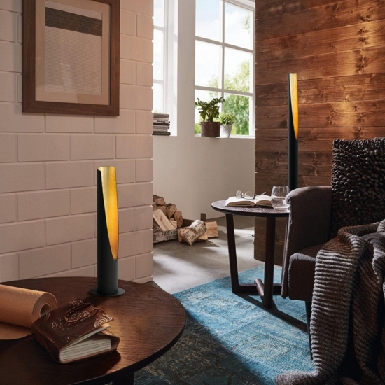 Eglo barbotto lampada da terra design moderna nero oro