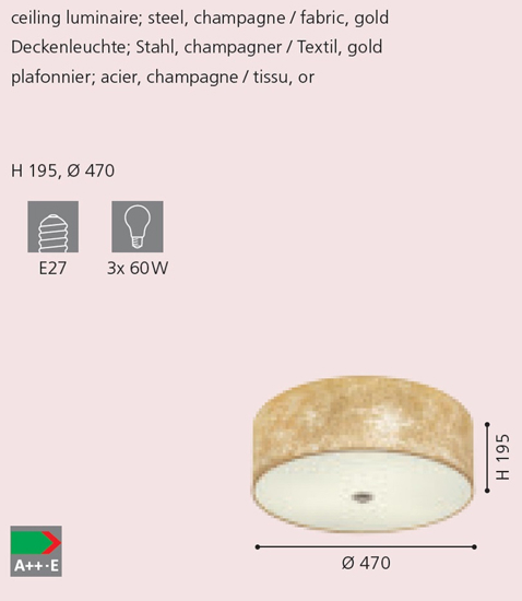 Plafoniera cilindro tessuto oro eglo viserbella