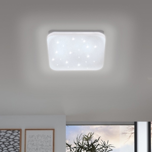 Eglo frania plafoniera bianca led 17w 3000k effetto cristalli