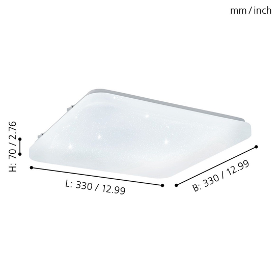 Eglo frania plafoniera bianca led 17w 3000k effetto cristalli