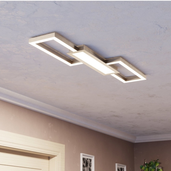Monirote eglo plafoniera led 37w 3000k a 6500k nickel moderna dimmerabile