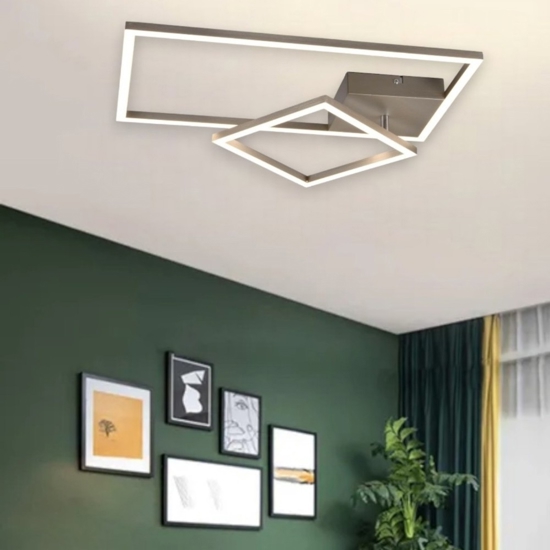 Plafoniera moderna per soggiorno nichel led 25w 4000k dimmerabile