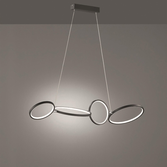 Lampadario moderno nero per soggiorno led 37w 3000k dimmerabile