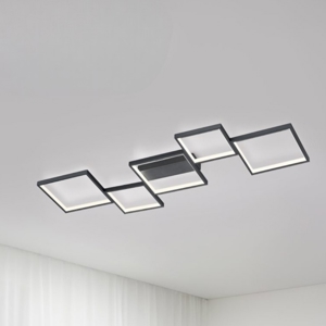 Plafoniera led 34w 3000k moderna nera dimmerabile per soggiorno