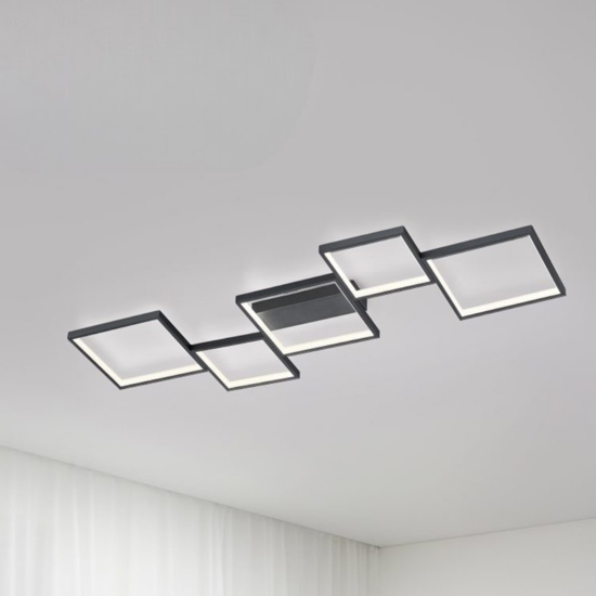 Plafoniera led 34w 3000k moderna nera dimmerabile per soggiorno