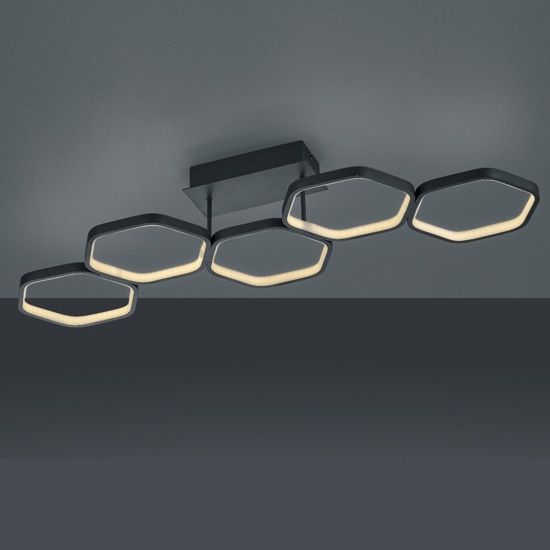 Plafoniera led 24w 3000k esagoni antracite design moderna