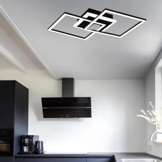 Plafoniera led 25w 3000k quadrata nera dimmerabile moderna
