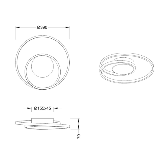 Plafoniera led 22w 3000k dimmerabile marrone