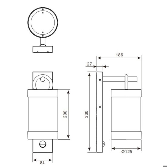 Applique da esterno con sensore di movimento crepuscolare antracite
