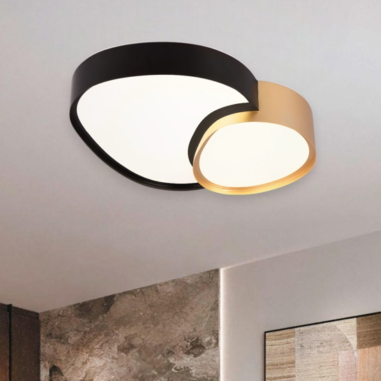 Plafoniera led 21w nero oro dimmerabile con telecomando