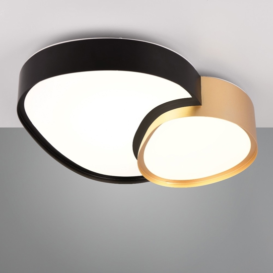 Plafoniera led 21w nero oro dimmerabile con telecomando