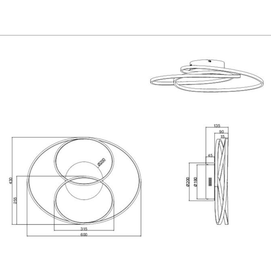 Plafoniera grigia led 3000k dimmerabile per soggiorno design circolare