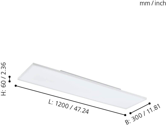 Plafoniera led 120x30 33w 4000k bianca eglo turcona