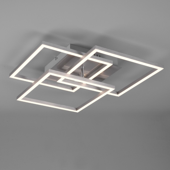 Plafoniera led quadrati moderna nickel dimmerabile con telecomando