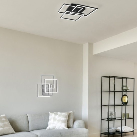 Plafoniera led quadrati moderna nickel dimmerabile con telecomando