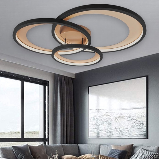 Plafoniera moderna da salotto led 3000k a tre cerchi