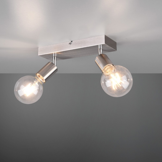 Plafoniera moderna 2 faretti orientabili colore argento