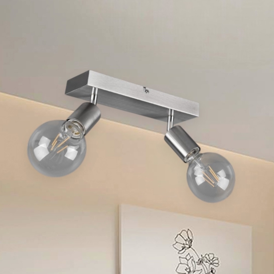 Plafoniera moderna 2 faretti orientabili colore argento