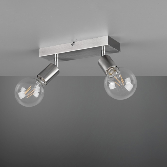 Plafoniera moderna 2 faretti orientabili colore argento