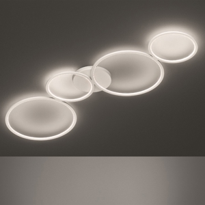 Plafoniera cerchi led 37w 3000k dimmerabile moderna bianca