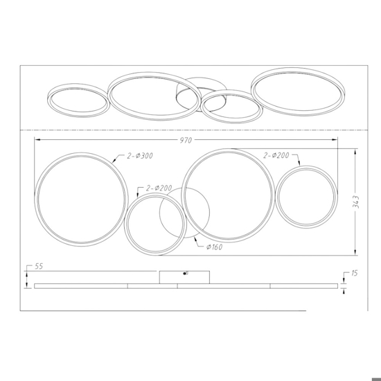Plafoniera cerchi led 37w 3000k dimmerabile moderna bianca