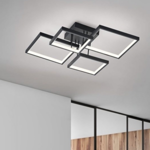 Plafoniera design moderna quadrati nera 24w 3000k dimmerabile