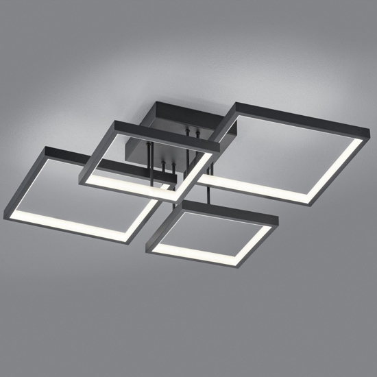 Plafoniera design moderna quadrati nera 24w 3000k dimmerabile