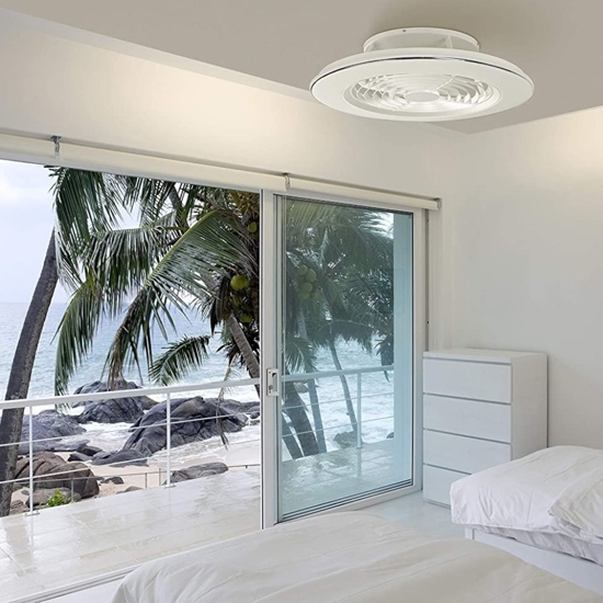 Lampadario a ventilatore da soffitto bianco con luce 18mq con telecomando