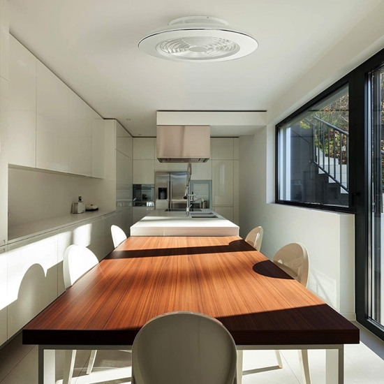 Lampadario a ventilatore da soffitto bianco con luce 18mq con telecomando