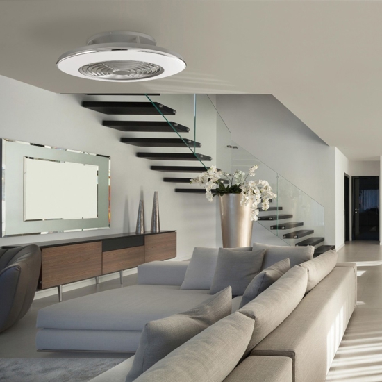 Lampadario a ventilatore da soffitto bianco con luce 18mq con telecomando