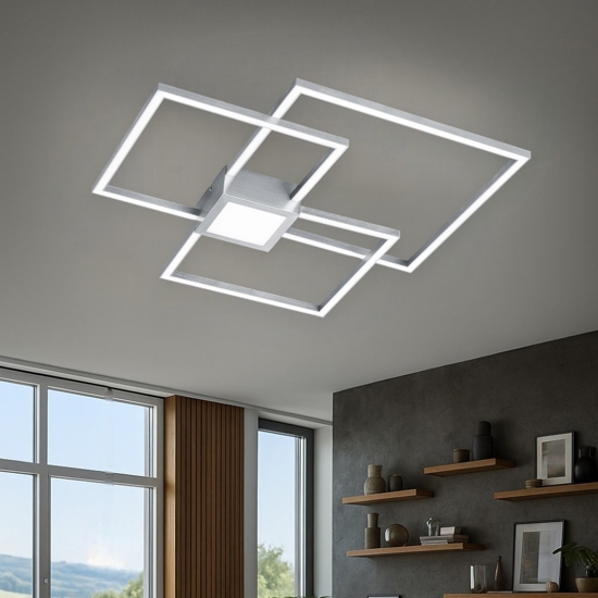 Plafoniera a led 38w 3000k dimmerabile design moderna grigio