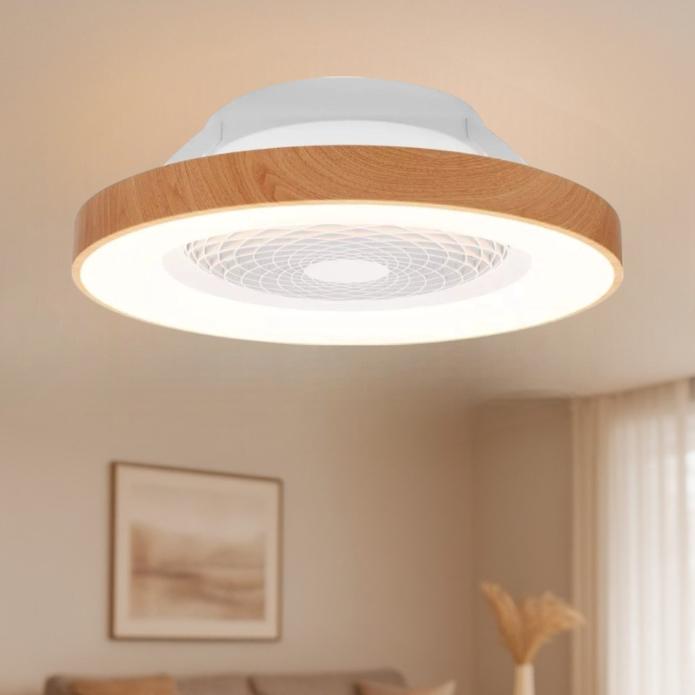 Vevey Ventilatore Da Soffitto Legno Chiaro, Nichel Opaco, Argento - 3