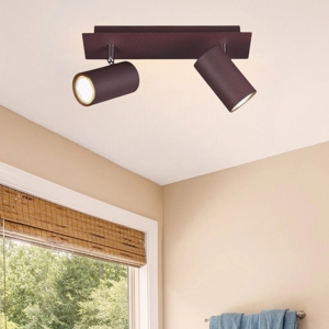 Plafoniera con 2 faretti orientabili marrone corten