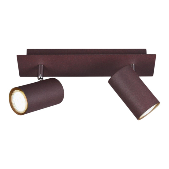 Plafoniera con 2 faretti orientabili marrone corten