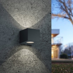 Applique da esterno cubo nero 4w 3000k fasci di luce regolabili