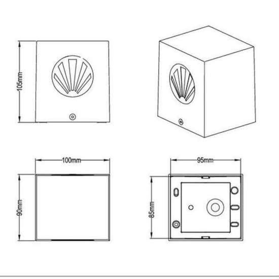Applique da esterno cubo nero 4w 3000k fasci di luce regolabili
