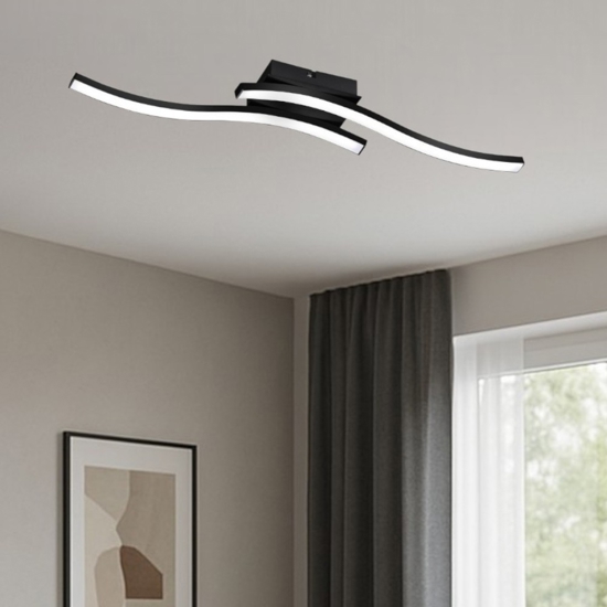 Plafoniera led 10w 3000k nera moderna design