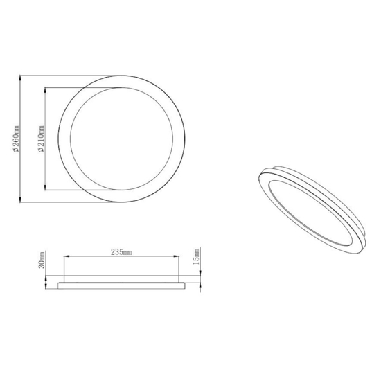 Plafoniera da bagno rotonda bianca led 15w 3000k ip44