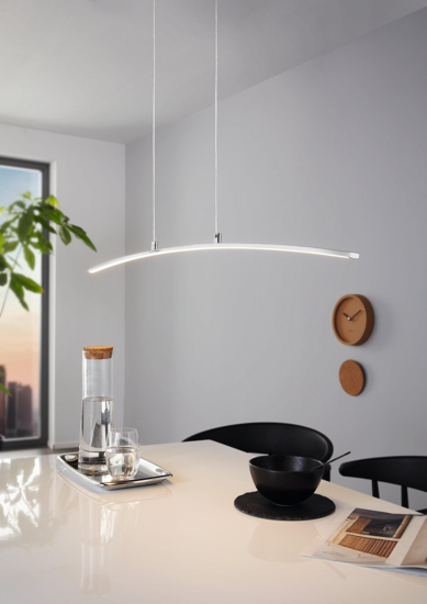 Lasana eglo lampadario pendente curvo per tavolo da cucina cromo 15w 3000k