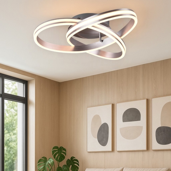 Plafoniera design moderna grigio dimmerabile 58w per soggiorno