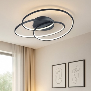 Plafoniera design nera 38w 3000k dimmerabile per soggiorno moderno