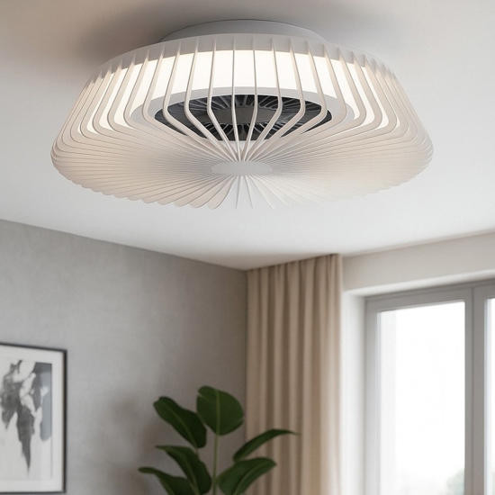 Plafoniera con ventilatore bianco da soffitto silenzioso con telecomando