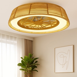 Ventilatore a plafoniera da soffitto in rattan con luce 20mq con telecomando